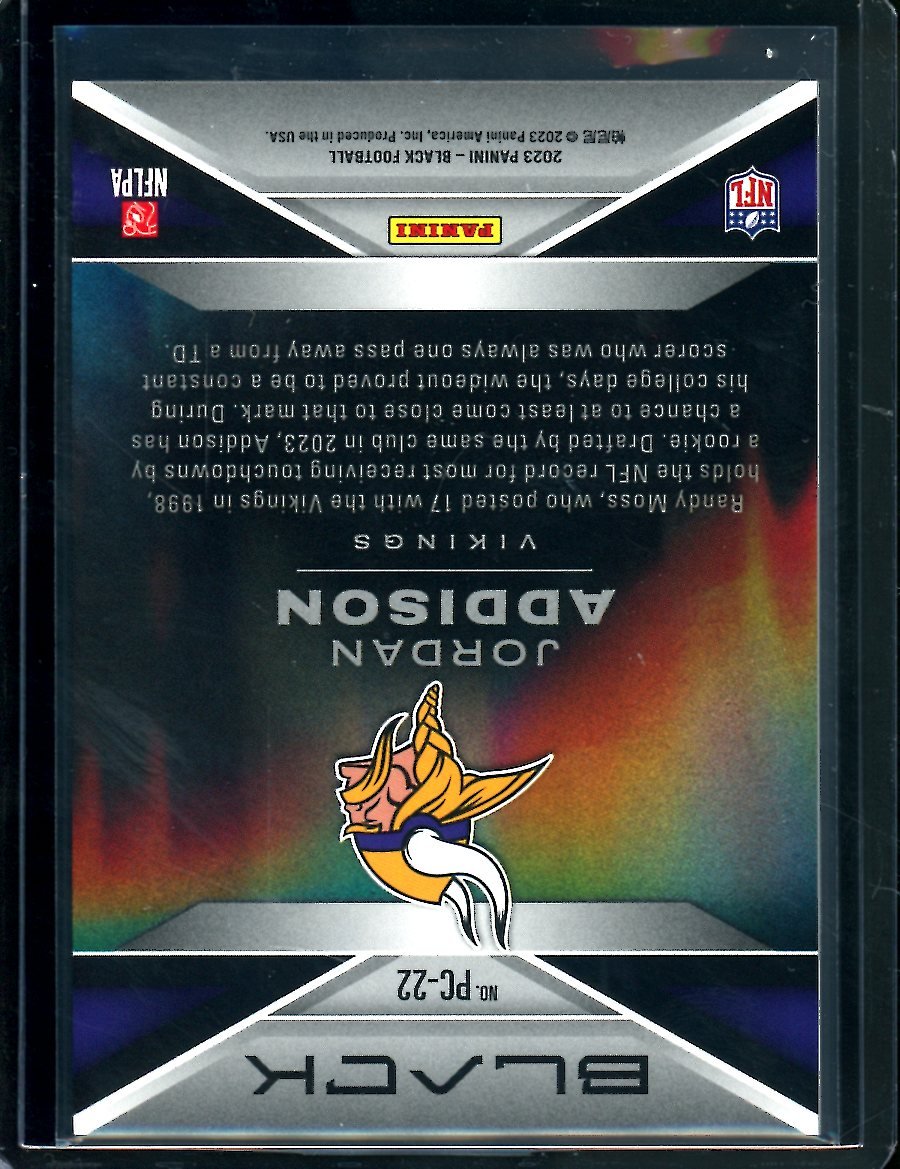 2023 Panini Black Jordan Addison Rookie Prolific SSP Vikings