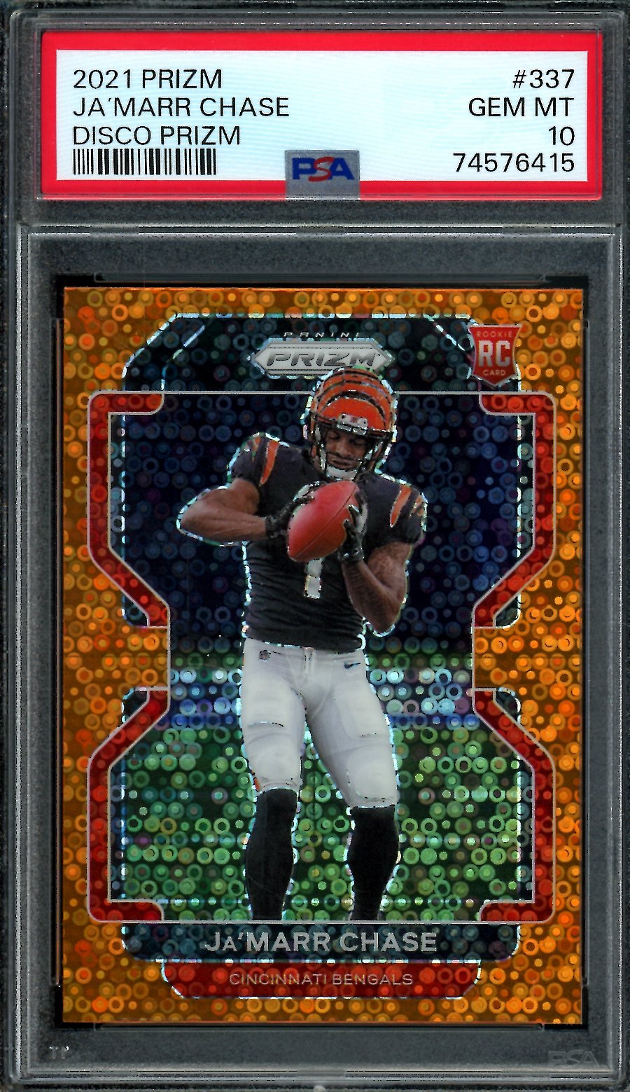 2021 Panini Prizm Ja'Marr Chase Rookie Orange Disco PSA 10 Bengals