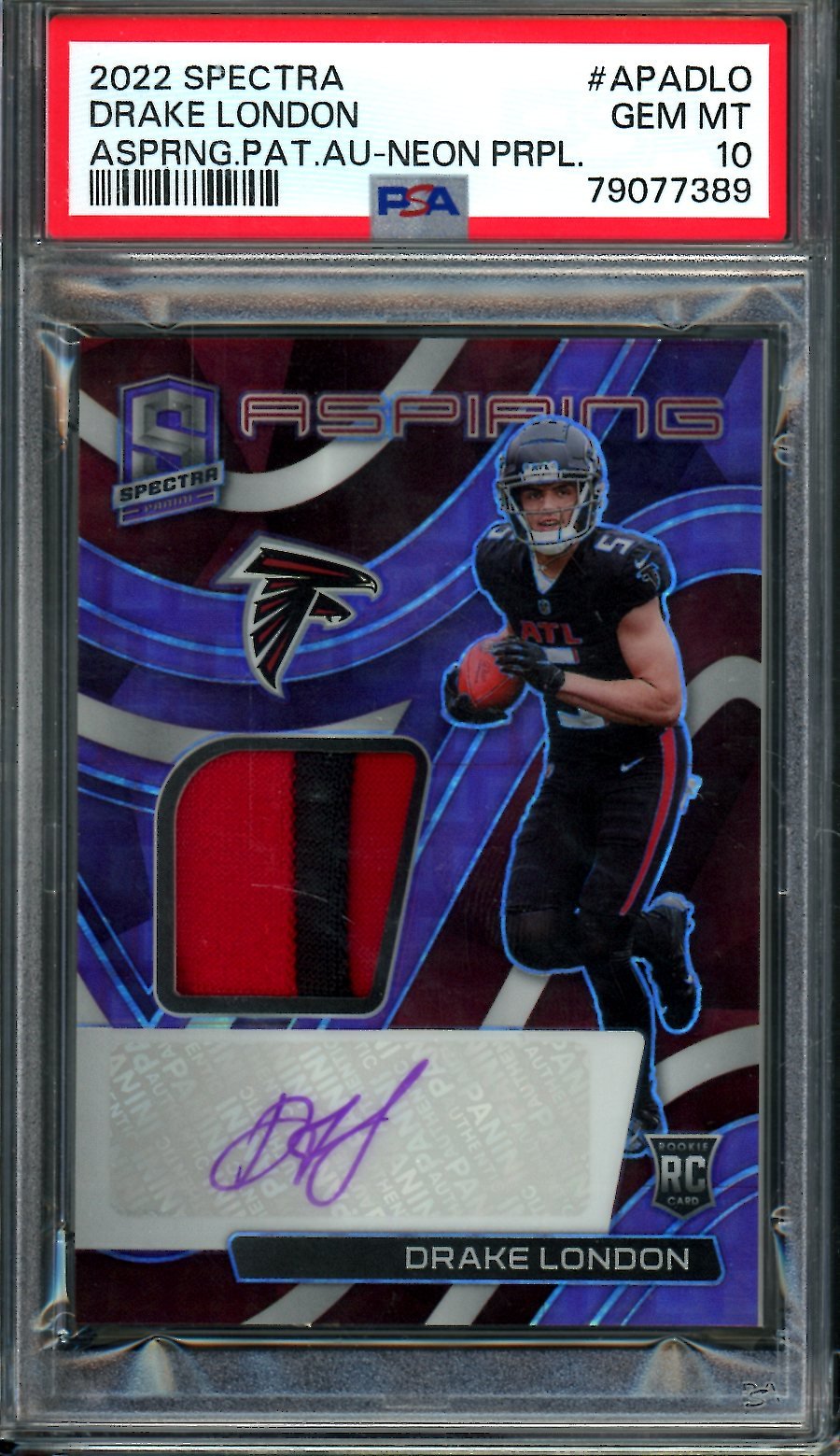2022 Panini Spectra Drake London Rookie Aspiring RPA /30 PSA 10 Falcons