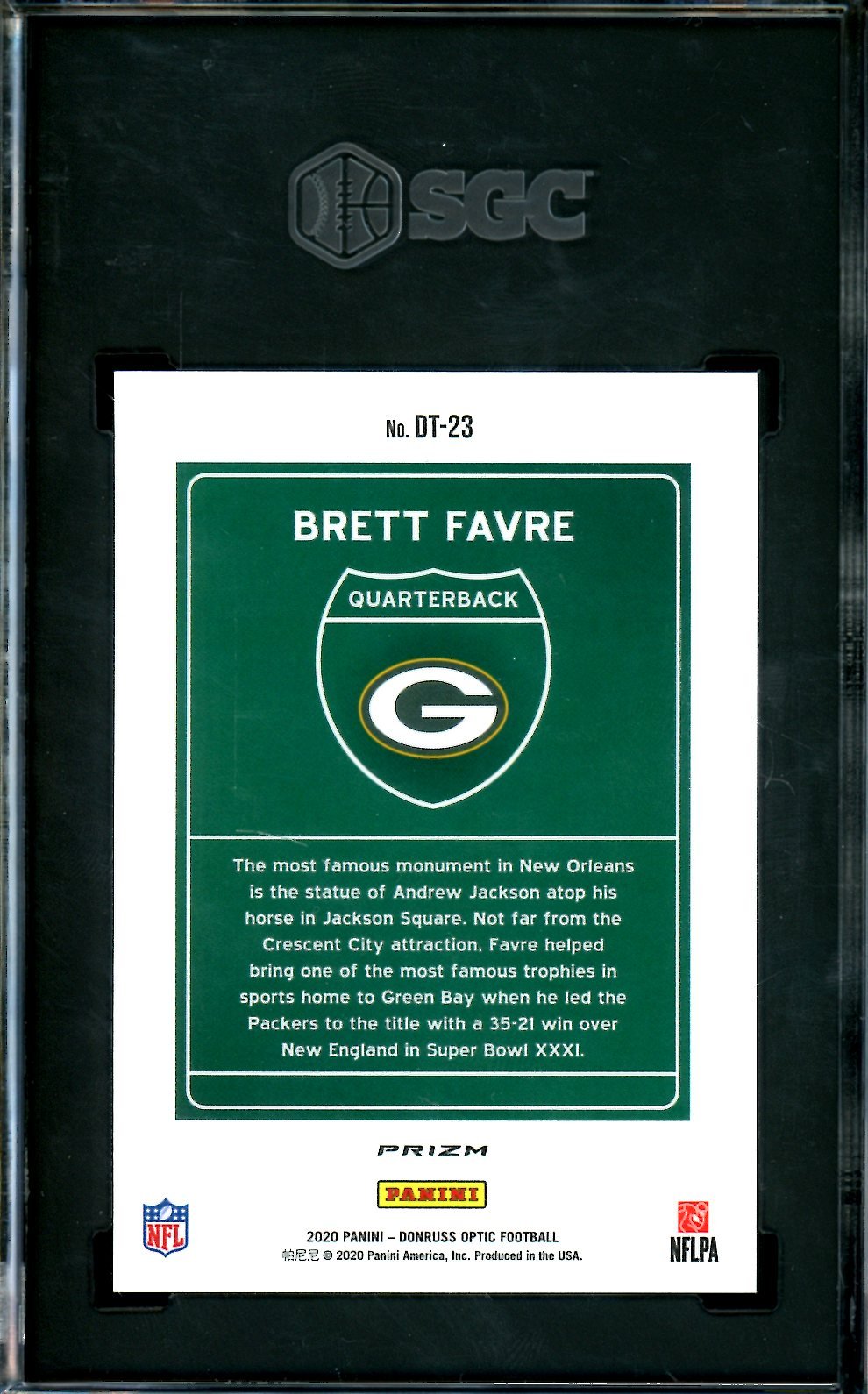 2020 Panini Optic Brett Favre Downtown SSP SGC 9 Packers