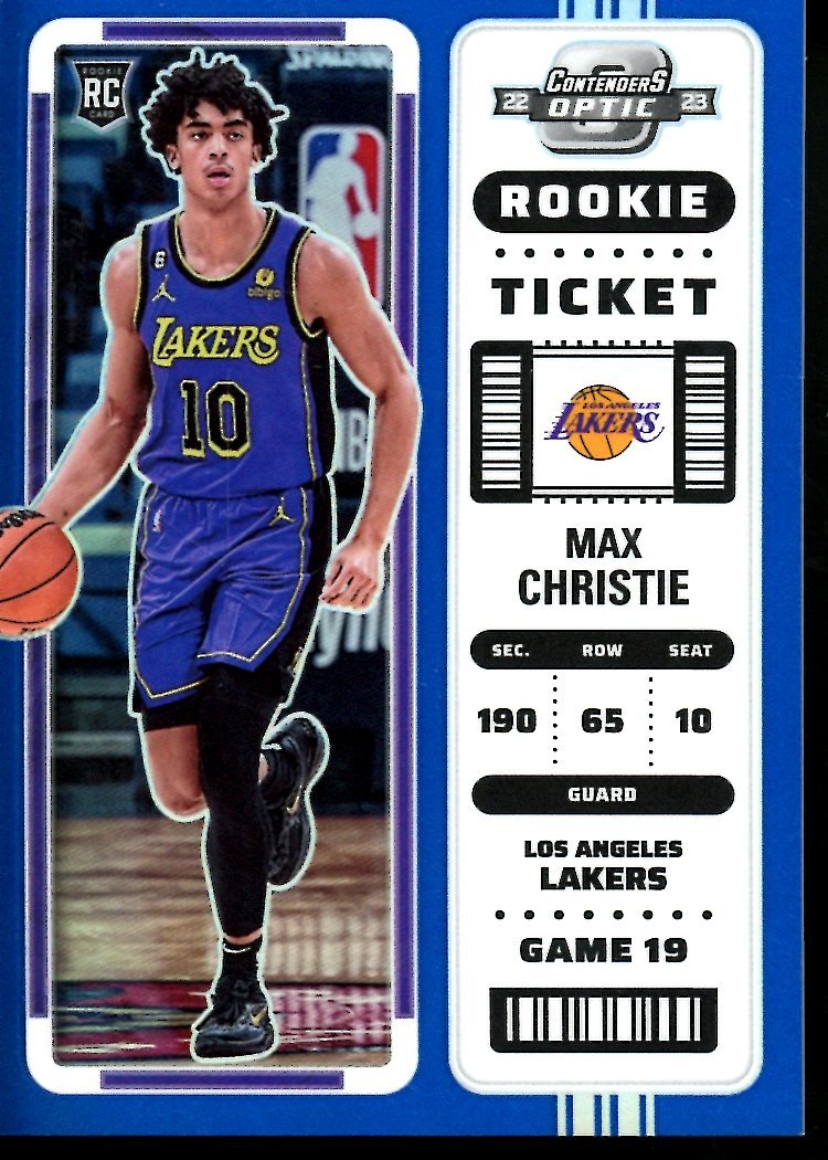2022-23 Panini Contenders Optic Max Christie Rookie Ticket Blue /99 Lakers