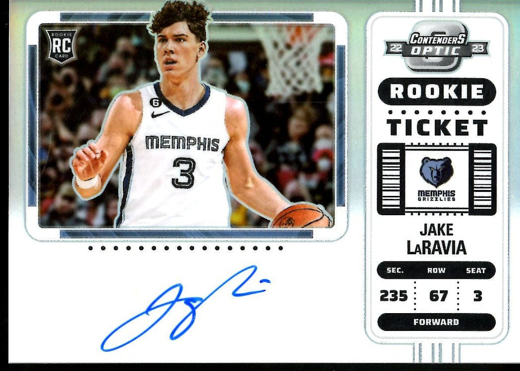 2022-23 Panini Contenders Optic Jake LaRavia Rookie Tictet Variation Auto Grizzlies