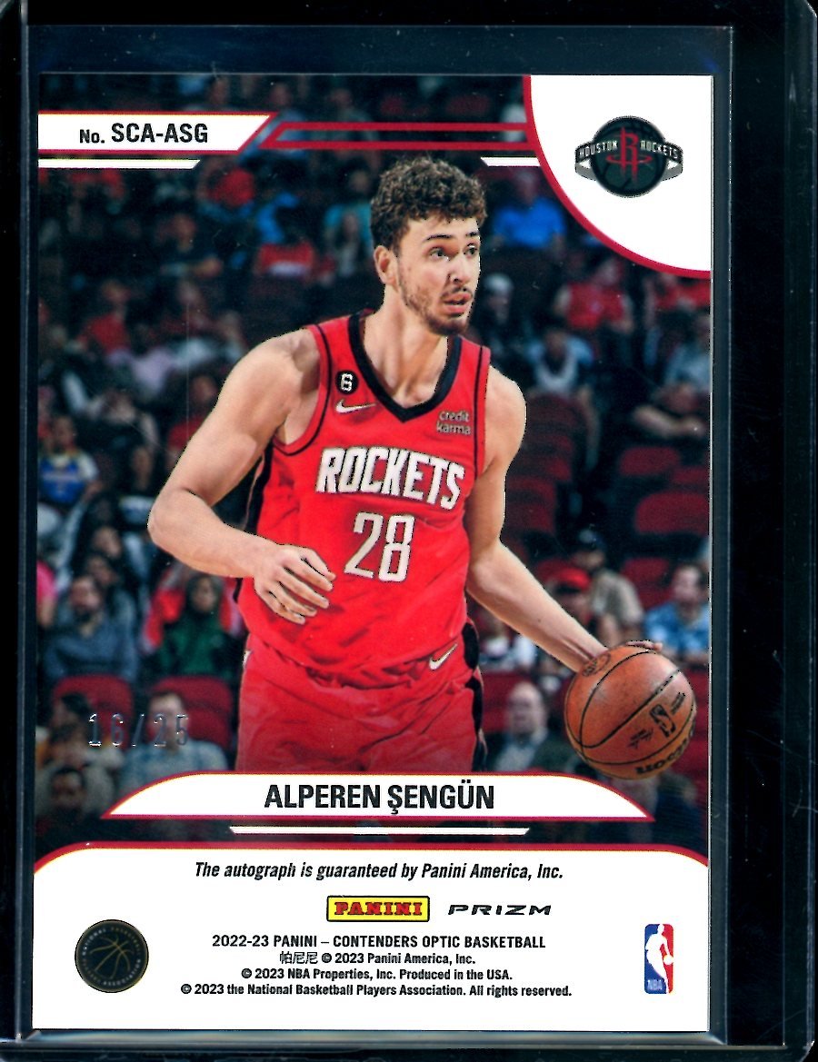 2022-23 Panini Contenders Optic Alperen Sengun Sophomore Contenders Auto Orange /25 Rockets