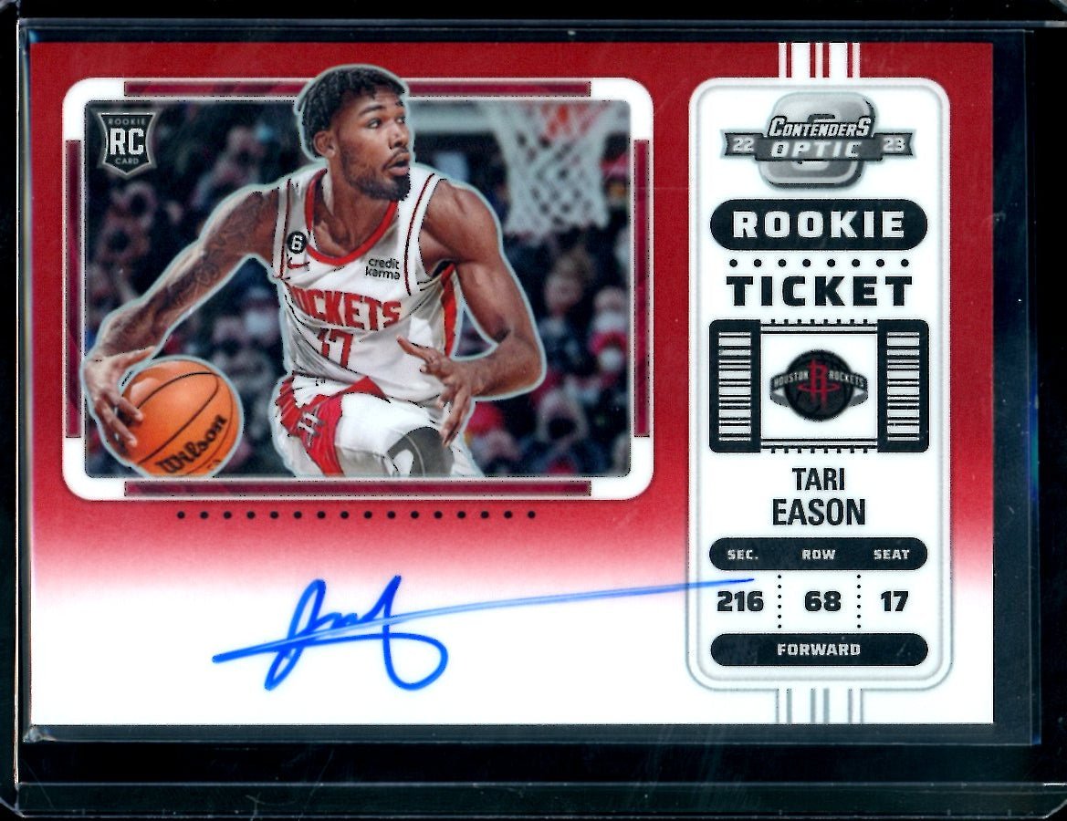 2022-23 Panini Contenders Optic Tari Eason Rookie Variation Ticket Auto Red /99 Rockets