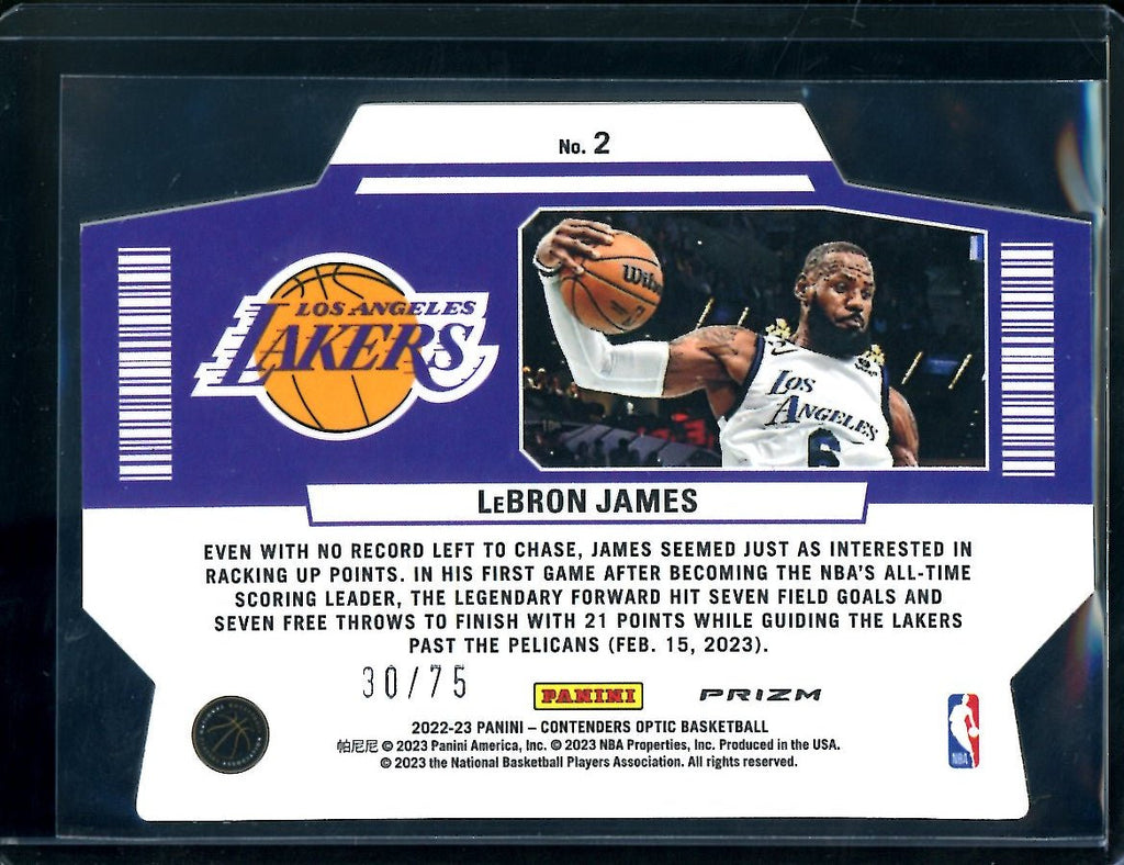 2022-23 Panini Contenders Optic LeBron James Superstar Blue Ice /75 Lakers