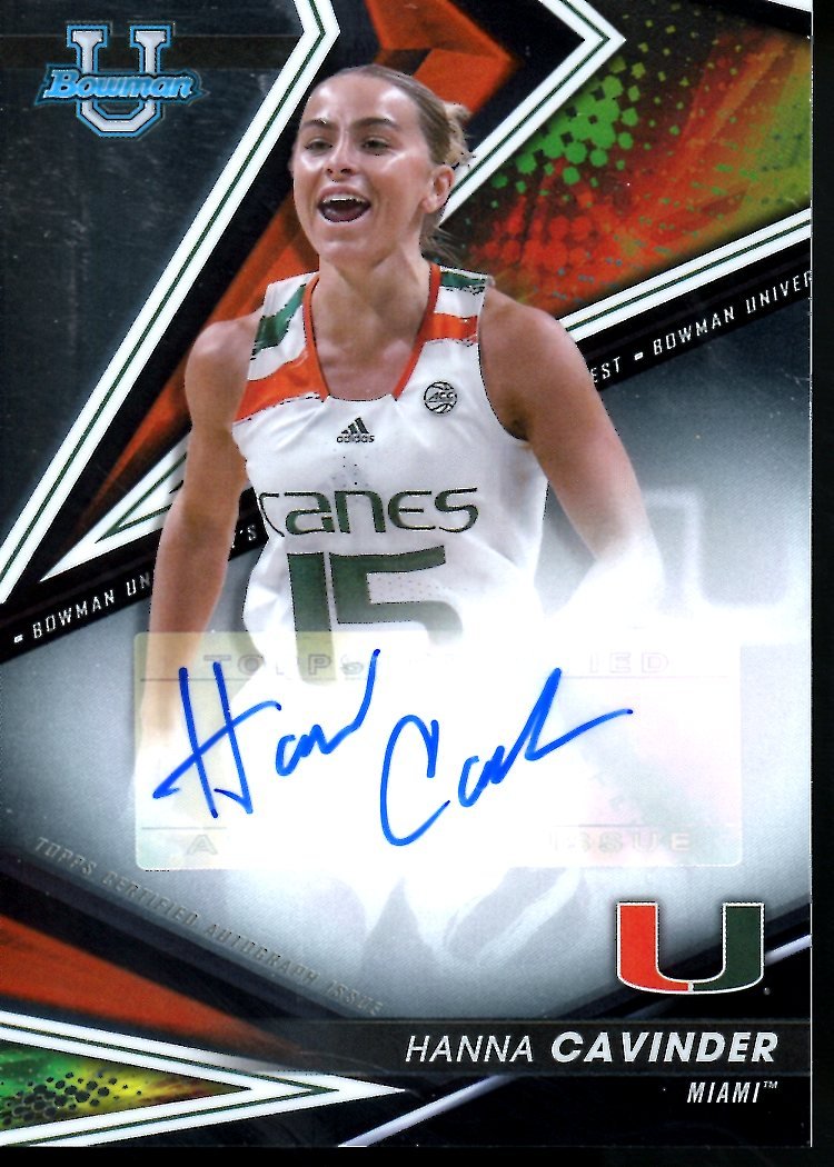 2023 Topps Bowman University Hanna Cavinder Auto Miami Hurricanes