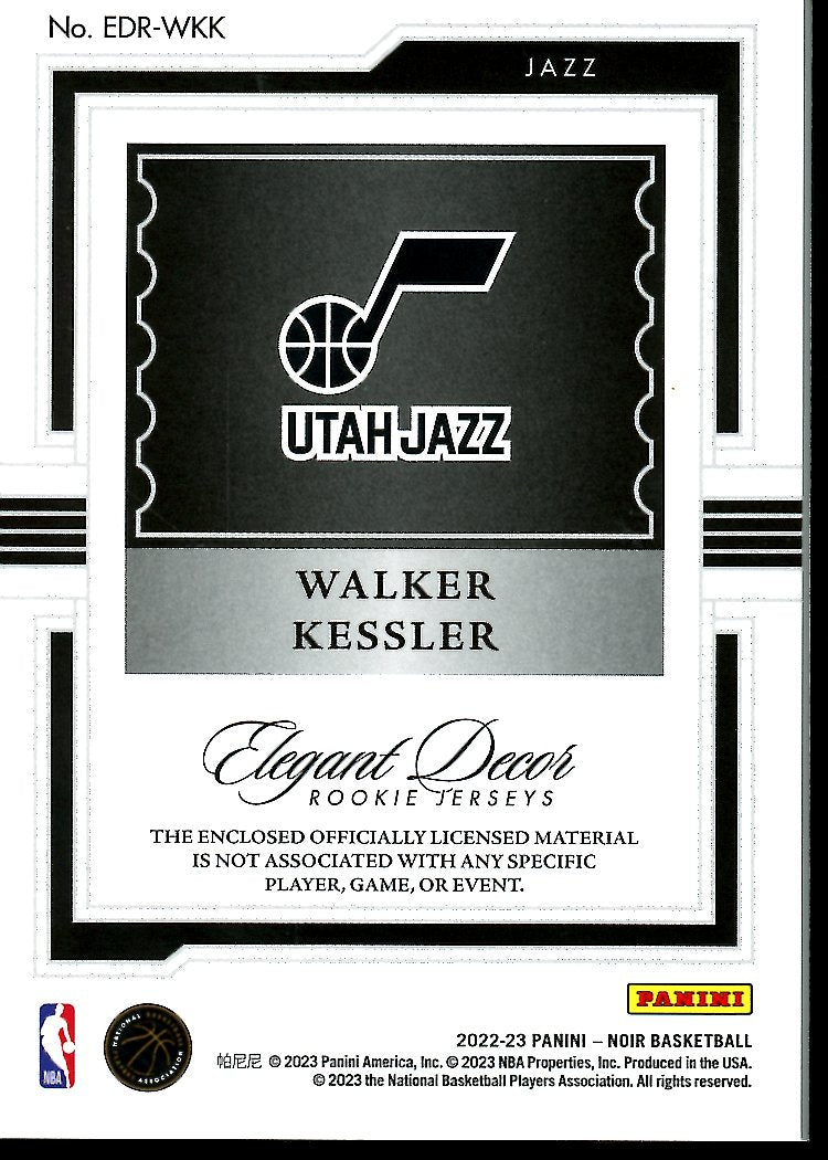 2022-23 Panini Noir Walker Kessler Rookie Patch /99 Jazz
