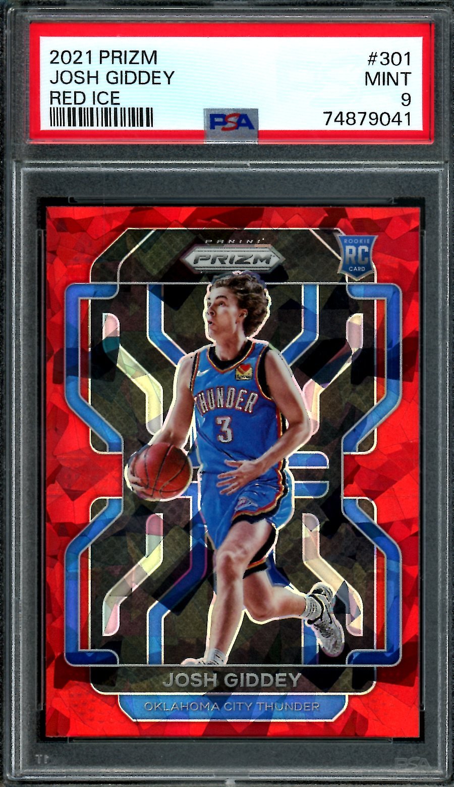 2021-22 Panini Prizm Josh Giddey Rookie Red Ice PSA 9 Thunder