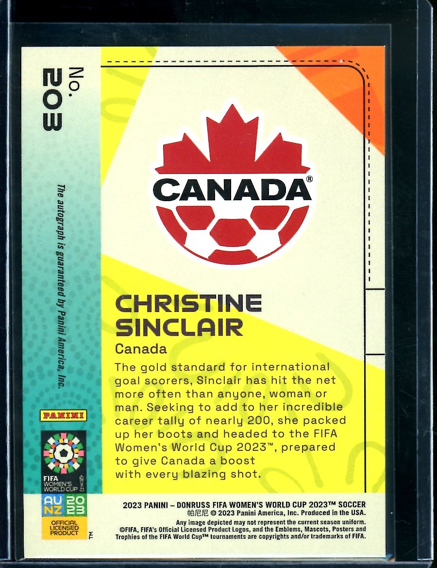2023 Panini Donruss Women's World Cup Christine Sinclair Auto Canada