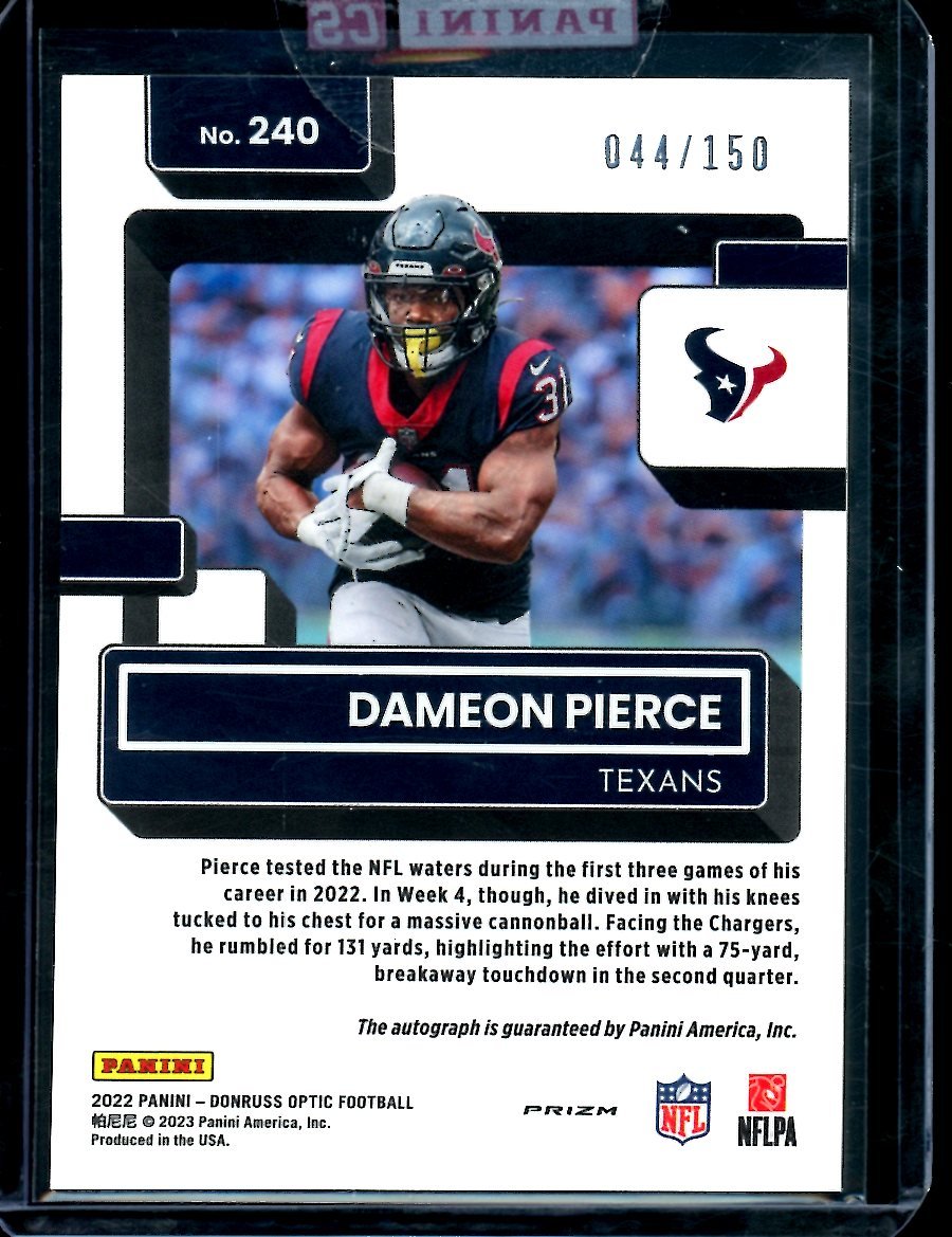 2022 Panini Optic Dameon Pierce Rookie Auto Texans
