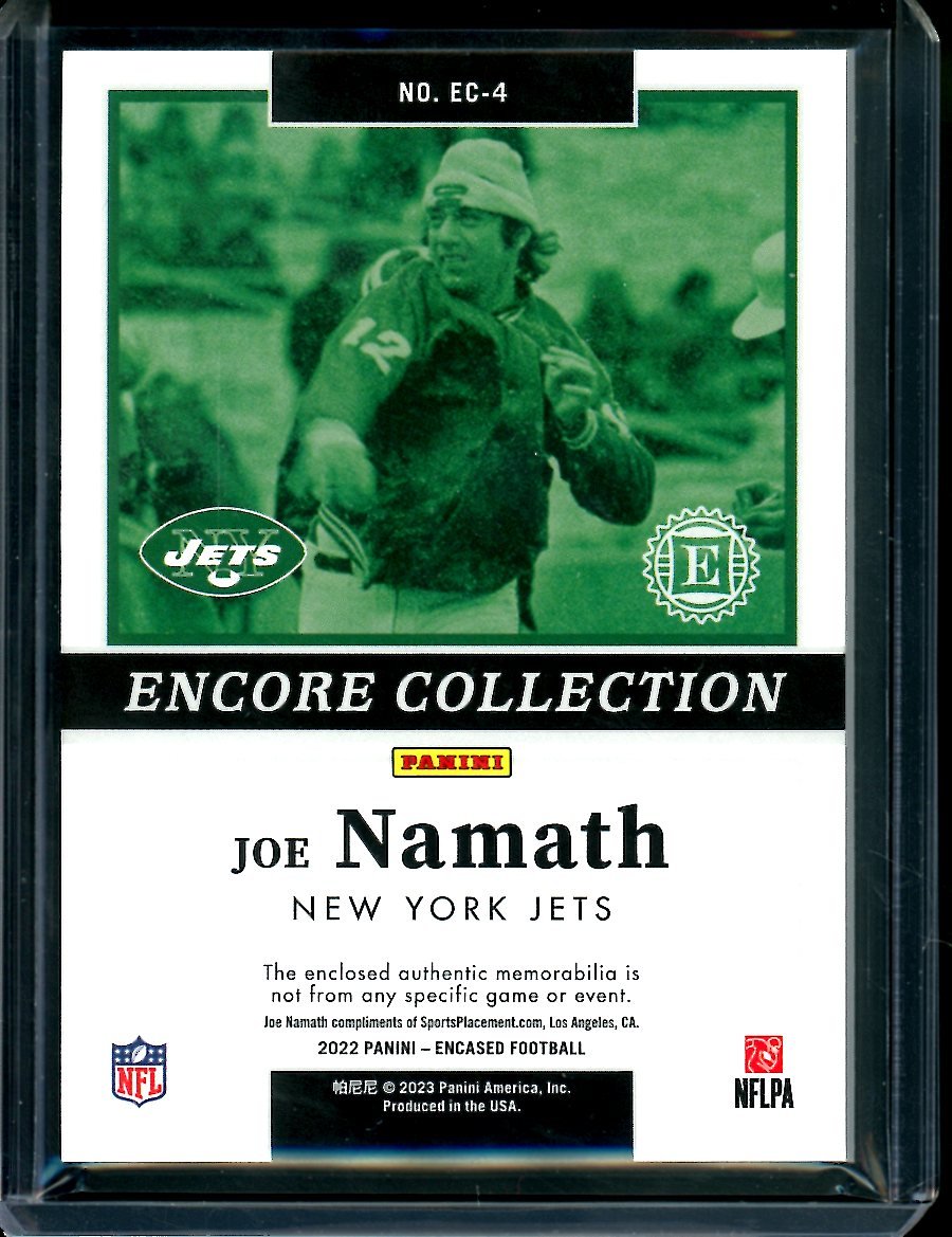 2022 Panini Encased Joe Namath Encore Collection Patch /50 Jets