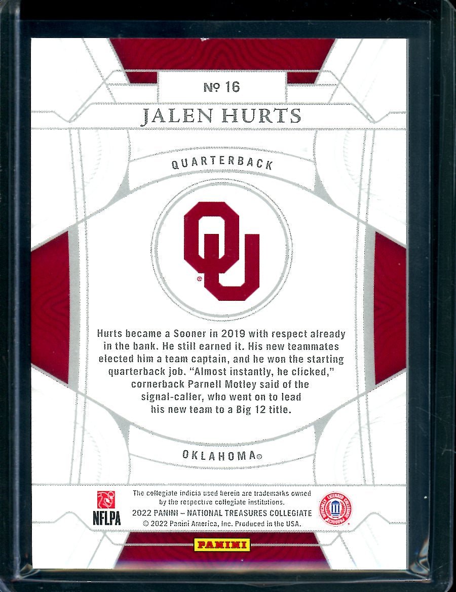 2022 Panini National Treasures Collegiate Jalen Hurts Holo Silver /25 Eagles