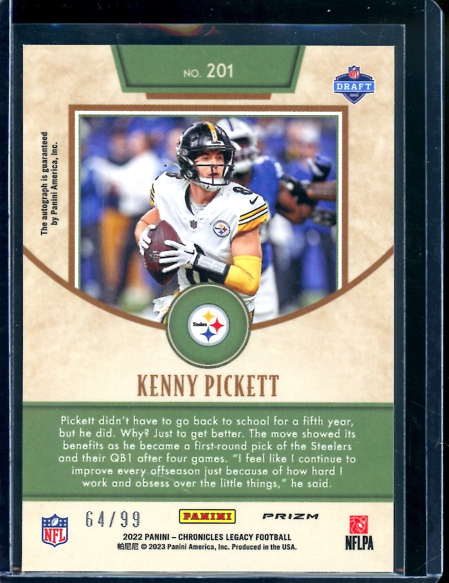 2022 Panini Chronicles Legacy Kenny Pickett Rookie Auto /99 Steelers