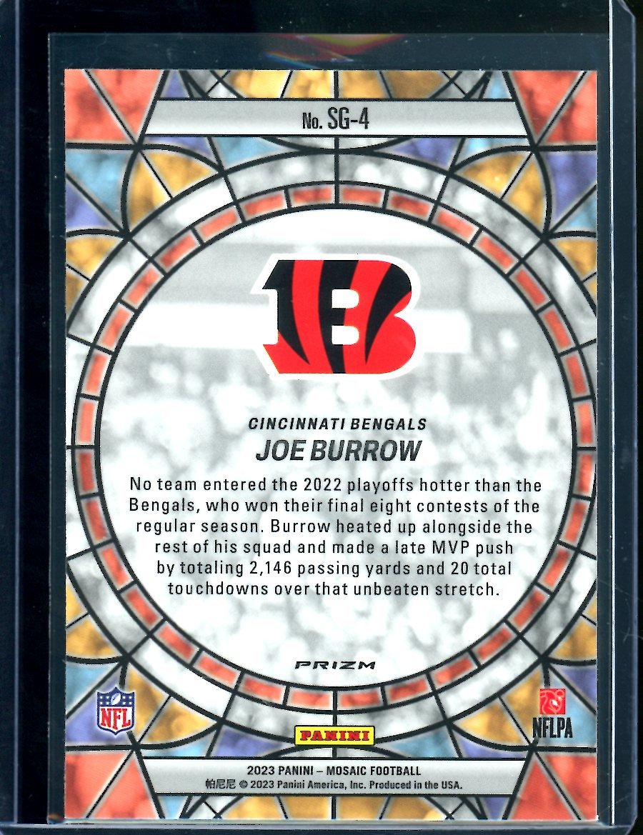 2023 Panini Mosaic Joe Burrow Stained Glass SSP Bengals