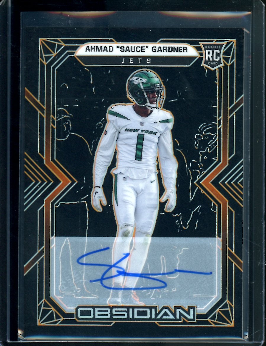 2022 Panini Obsidian Sauce Gardner Rookie Auto Orange Etch /75 Jets