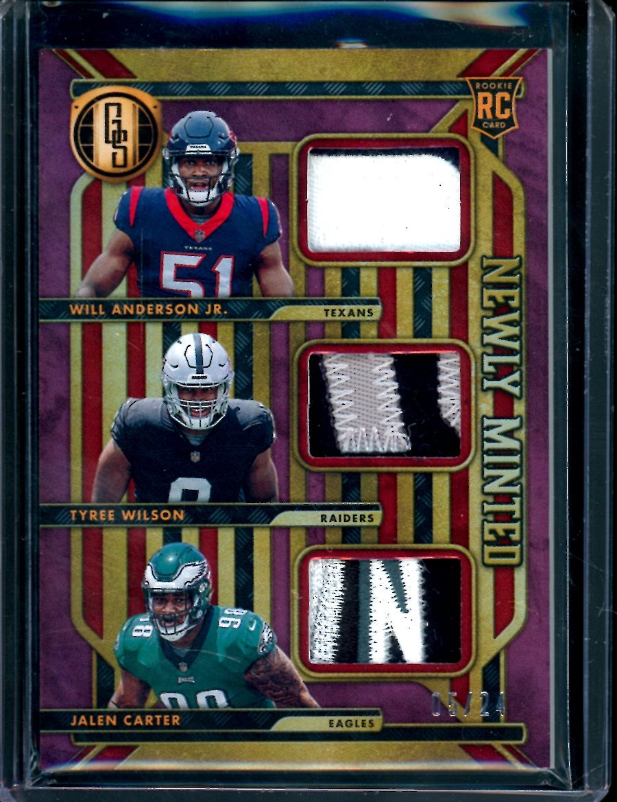 2023 Panini Gold Standard Will Anderson Jr./Tyree Wilson/Jalen Carter Rookie Newly Minted Triple Patch