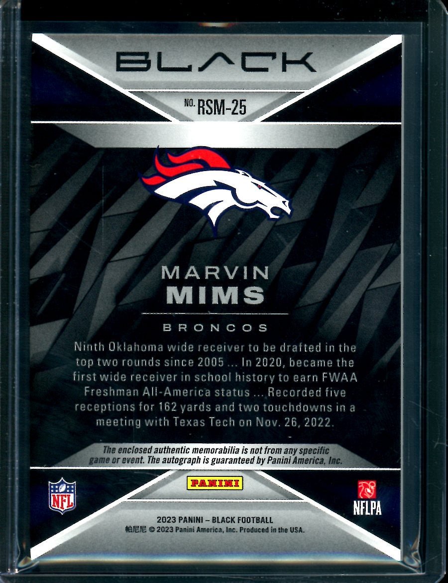 2023 Panini Black Marvin Mims Rookie RPA /75 Broncos