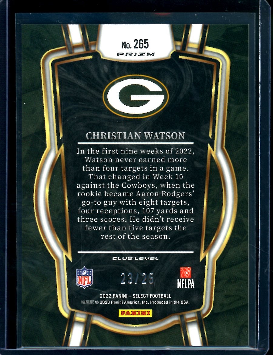 2022 Panini Select Christian Watson Rookie Tie-Dye /25 Packers