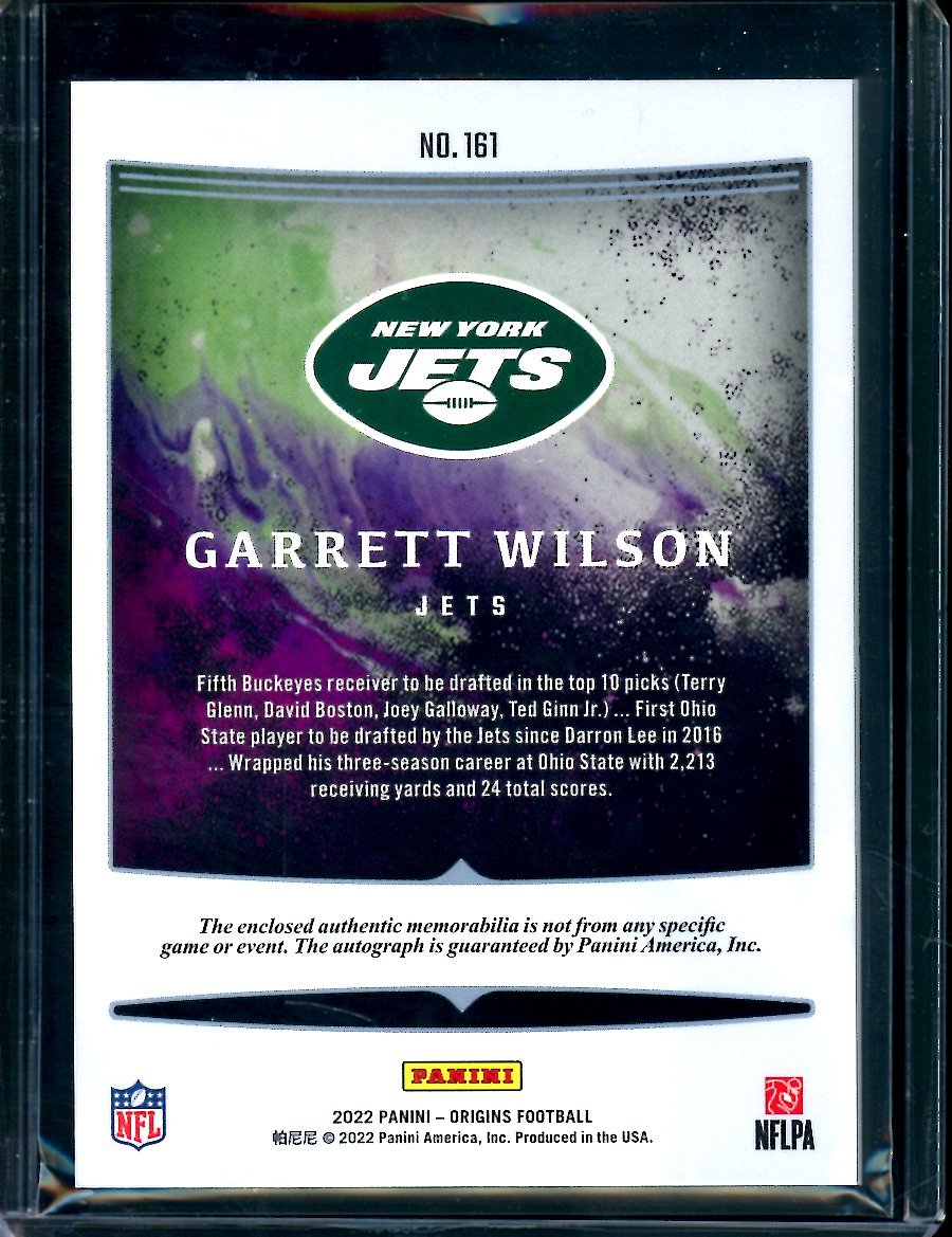 2022 Panini Origins Garrett Wilson Rookie RPA Jets