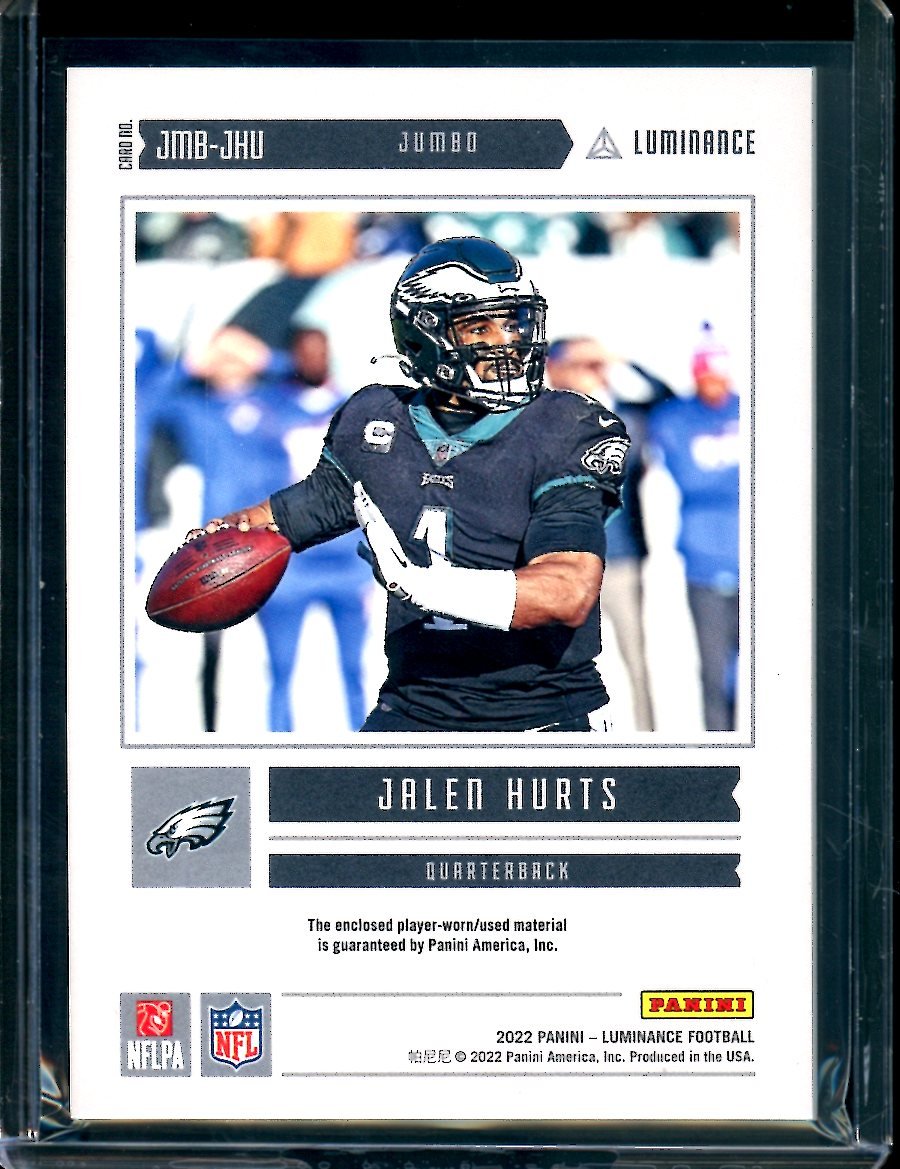 2022 Panini Luminance Jalen Hurts Jumbo Patch /49 Eagles