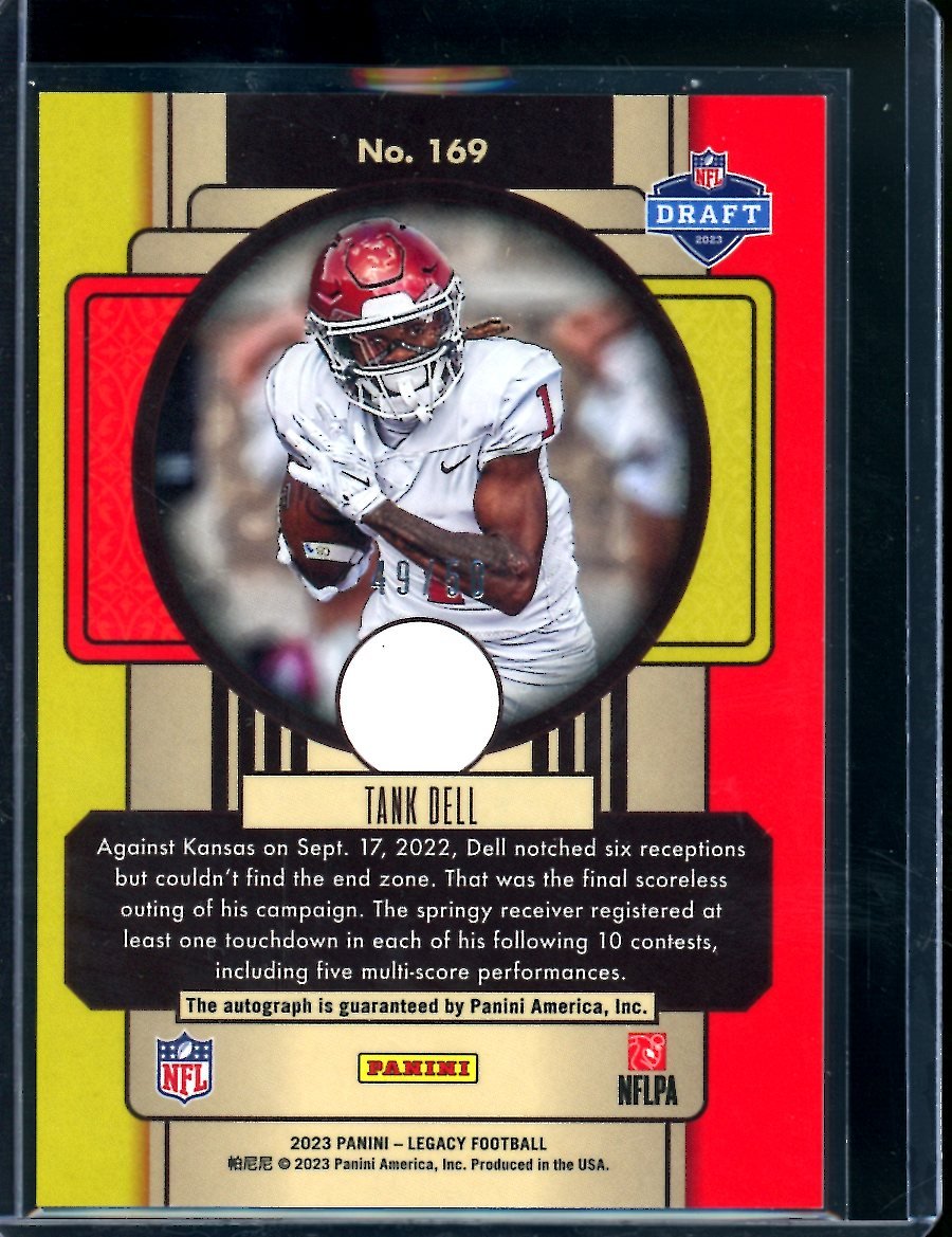 2023 Panini Legacy Tank Dell Rookie Auto Red /50 Texans