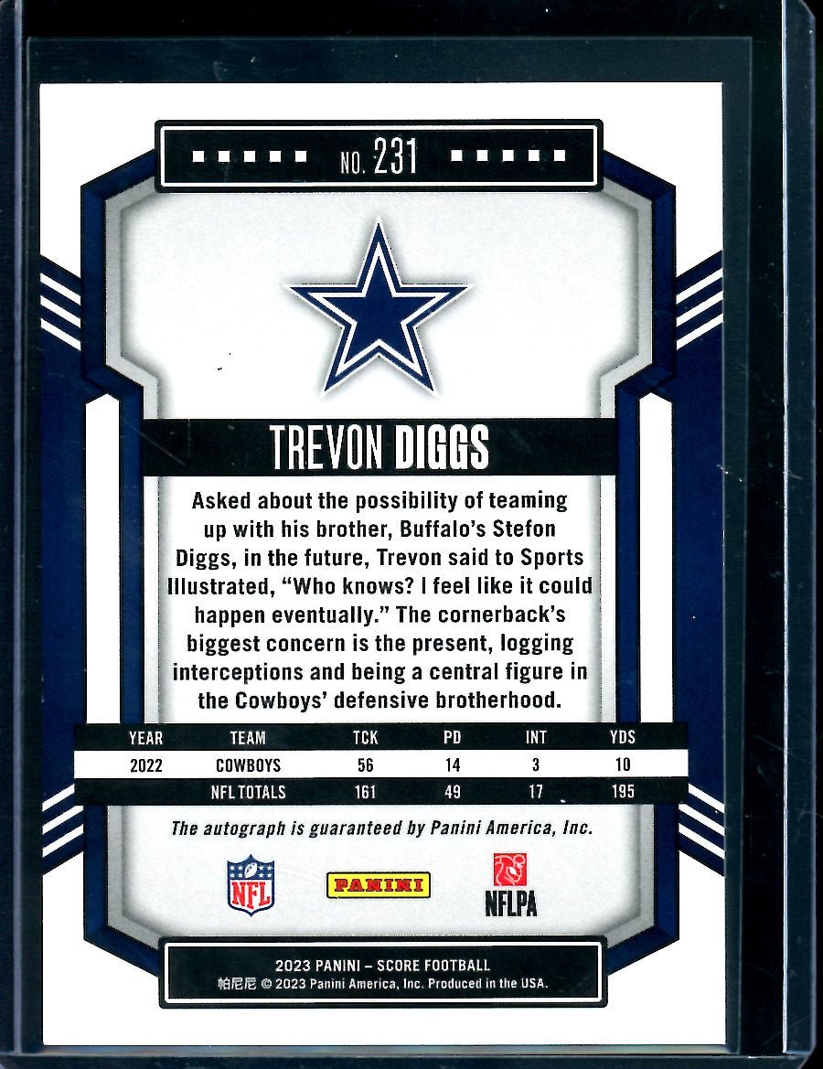 2023 Panini Score Trevon Diggs Auto Cowboys