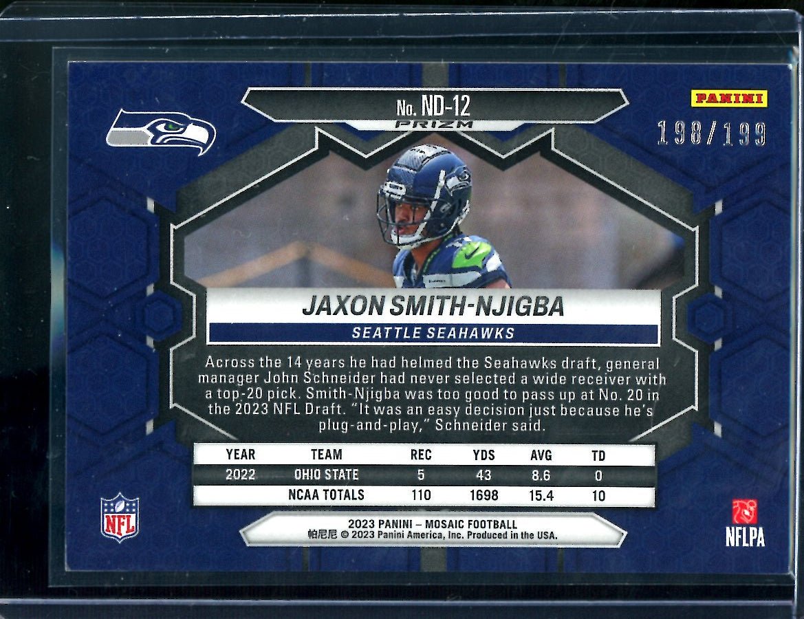2023 Panini Mosaic Jaxon Smith-Njigba Rookie NFL Debut Orange /199 Seahawks