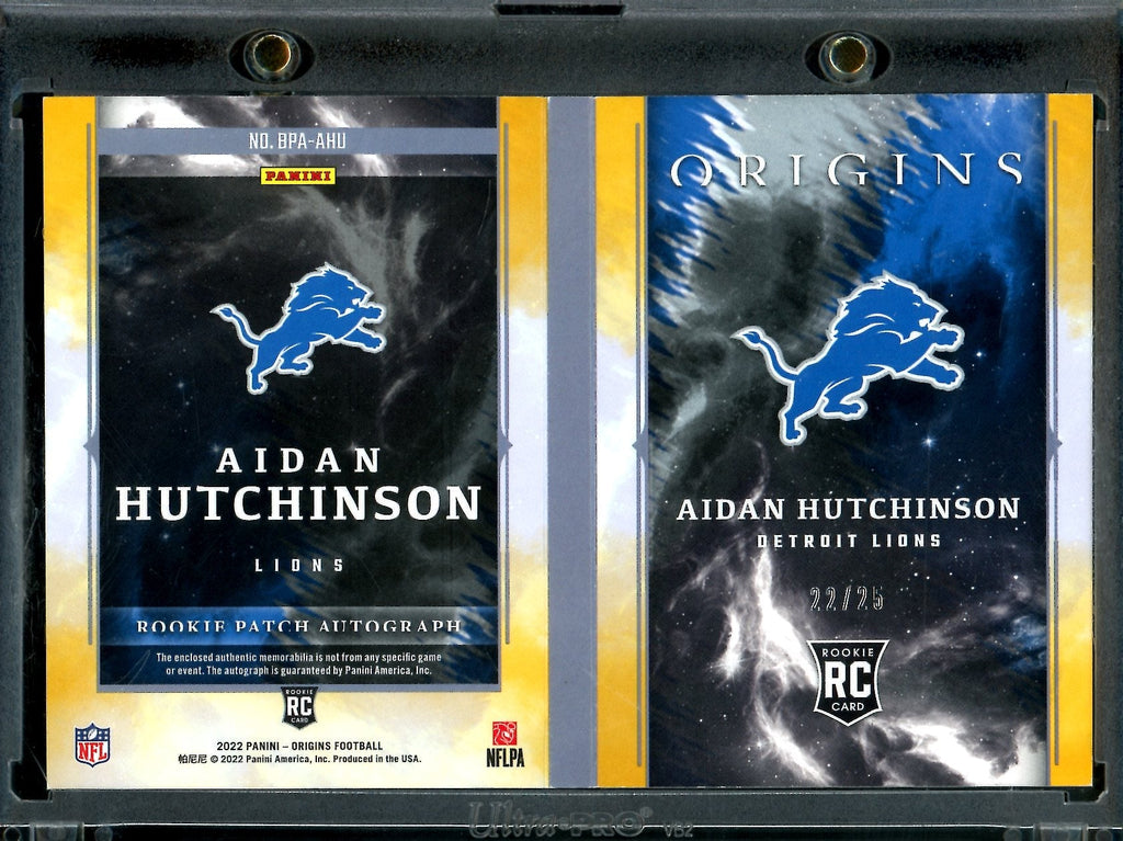 2022 Panini Origins Aidan Hutchinson Rookie RPA Booklet Gold /25 Lions