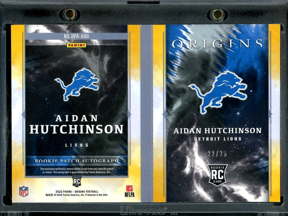 2022 Panini Origins Aidan Hutchinson Rookie RPA Booklet Gold /25 Lions