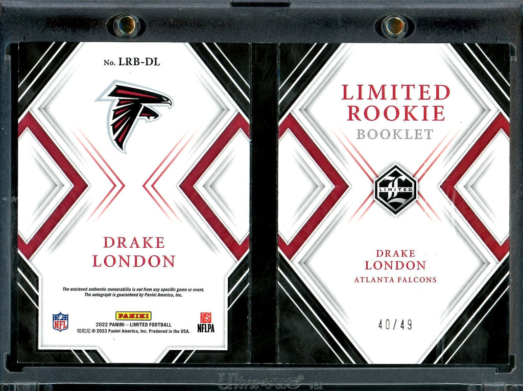 2022 Panini Limited Drake London Rookie RPA Booklet /49 Falcons