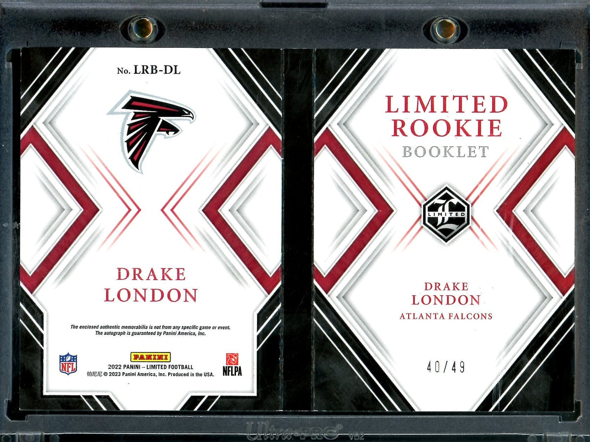 2022 Panini Limited Drake London Rookie RPA Booklet /49 Falcons