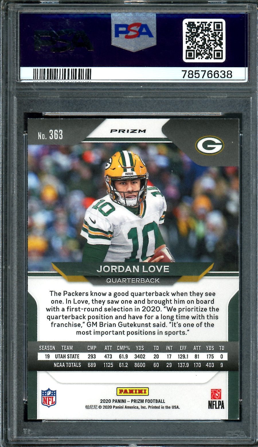 2020 Panini Prizm Jordan Love Rookie Orange Disco PSA 9 Packers
