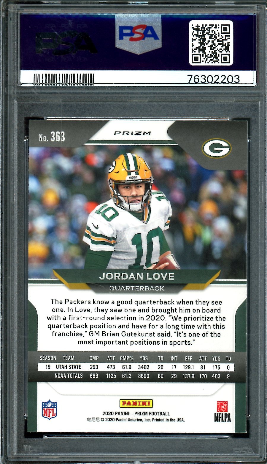 2020 Panini Prizm Jordan Love Rookie Red White Blue PSA 10 Packers