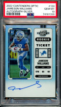 2022 Panini Contenders Optic Jameson Williams Rookie Ticket Auto Silver PSA 10 Lions