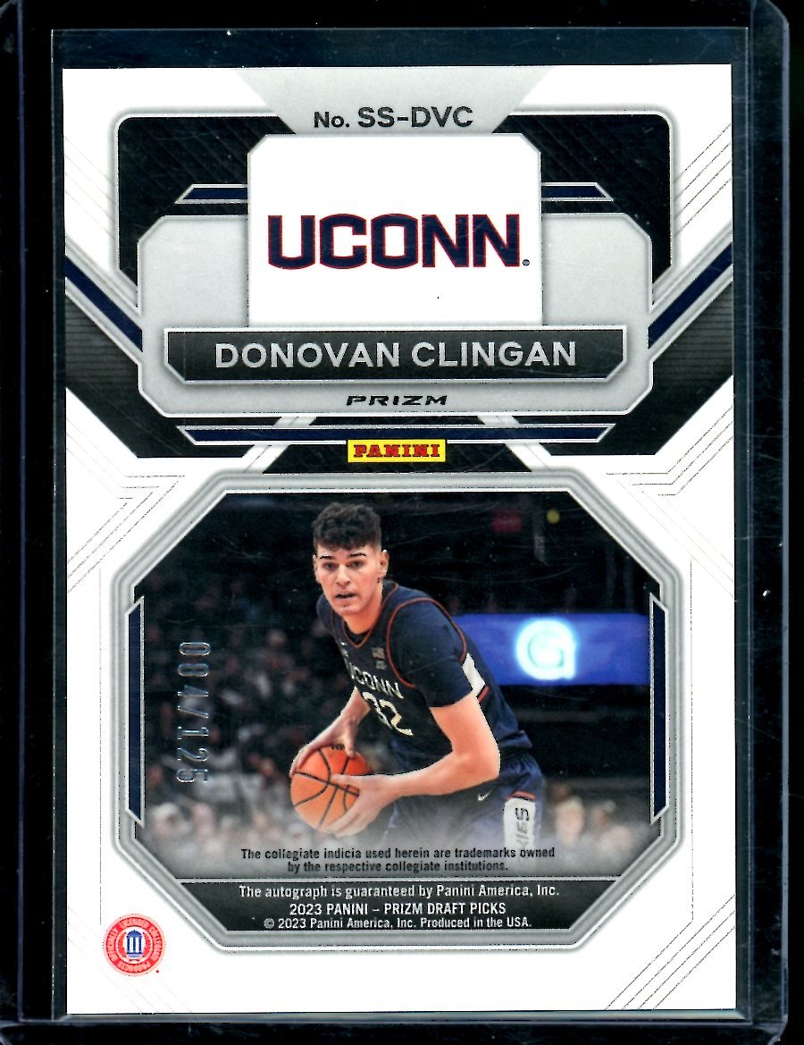 2023 Panini Prizm Draft Picks Donovan Clingan Sensational Signatures Auto Blue /125 UCONN