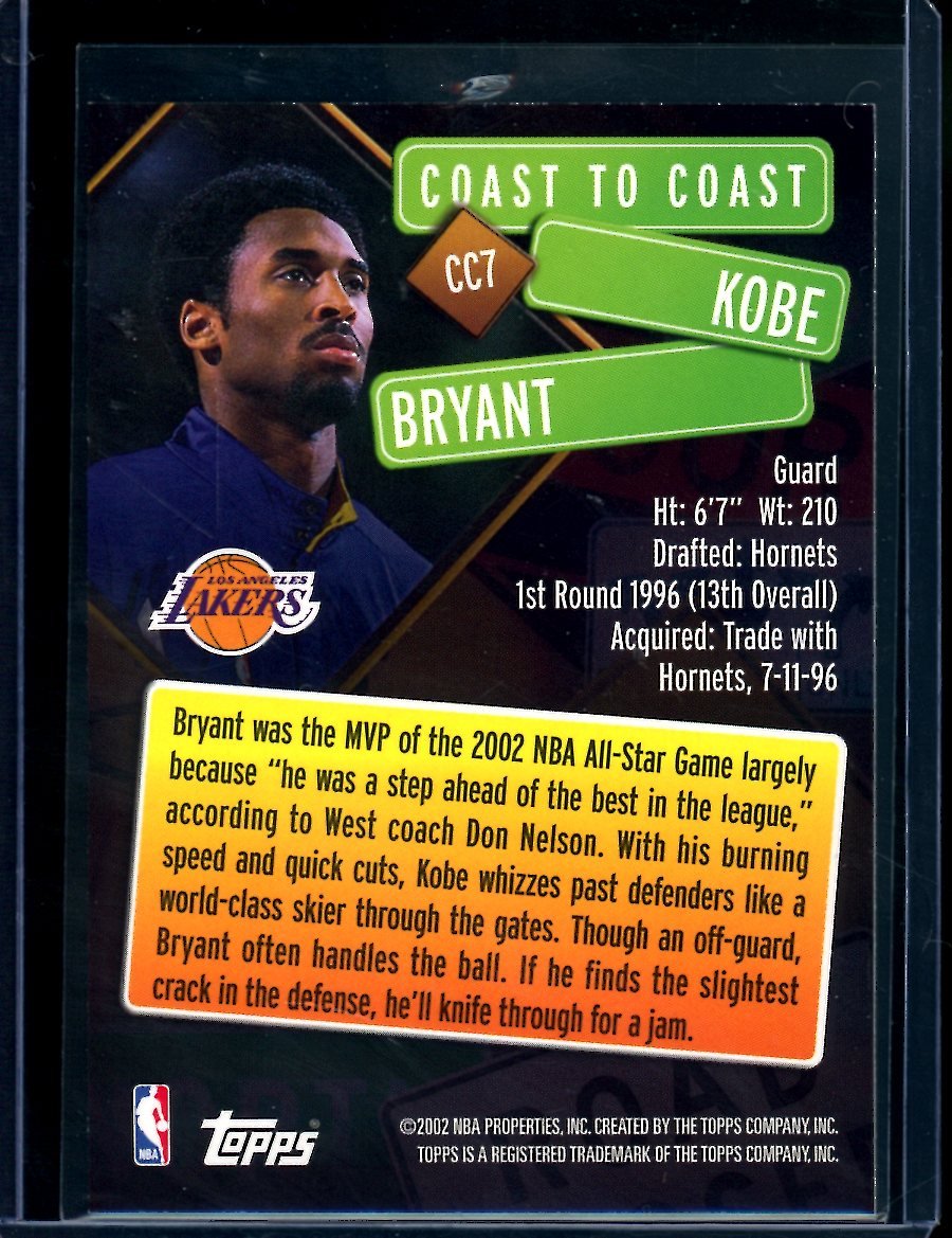 2002 Topps  Kobe Bryant Coast to Coast Lakers