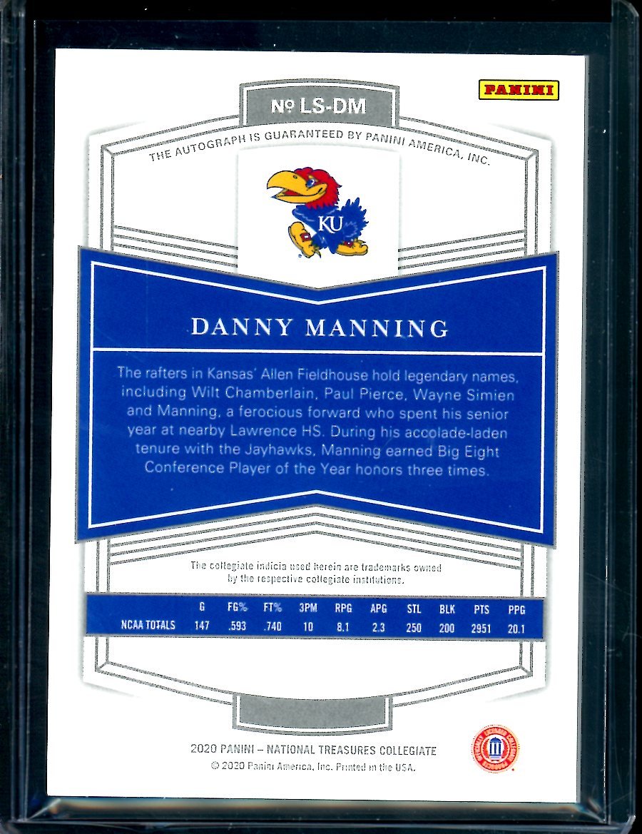 2020 Panini National Treasures Collegiate Danny Manning Auto Gold /10 Kansas