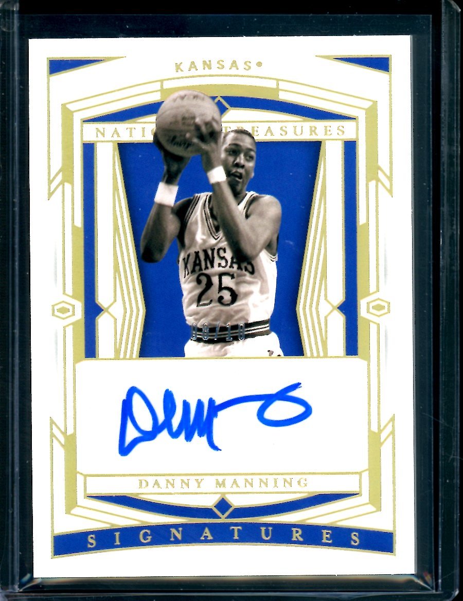 2020 Panini National Treasures Collegiate Danny Manning Auto Gold /10 Kansas