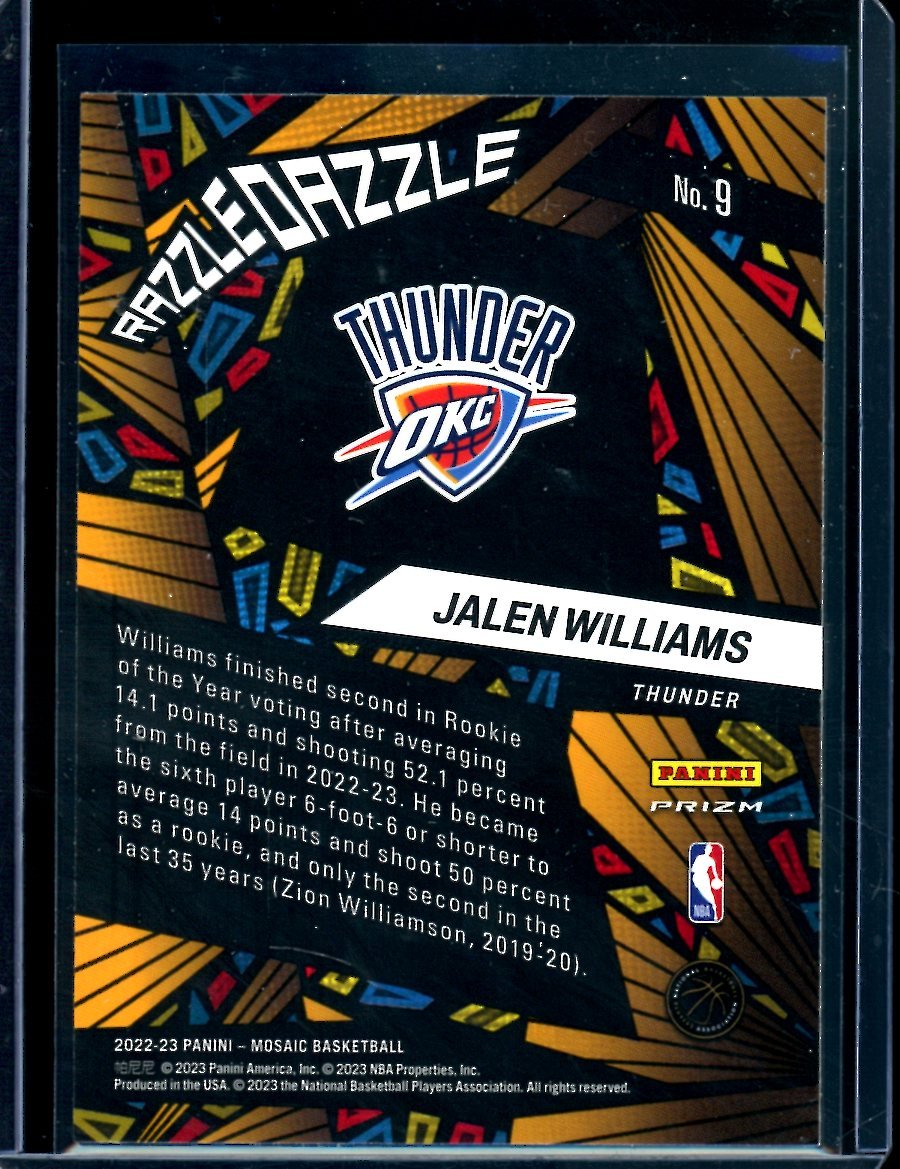 2022-23 Panini Mosaic Jalen Williams Rookie Razzle Dazzle SSP