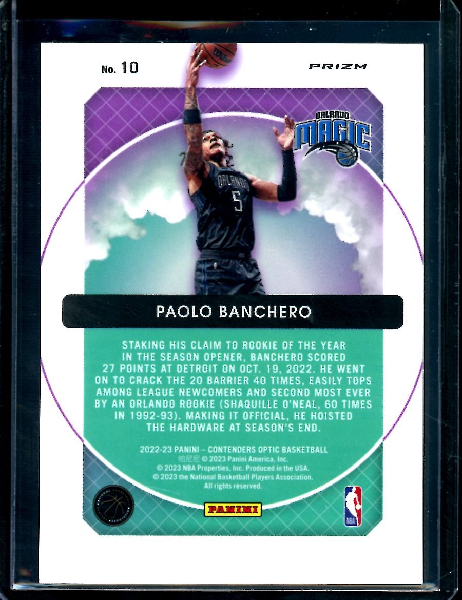 2022-23 Panini Contenders Optic Paolo Banchero Rookie Hoopsdreams Magic