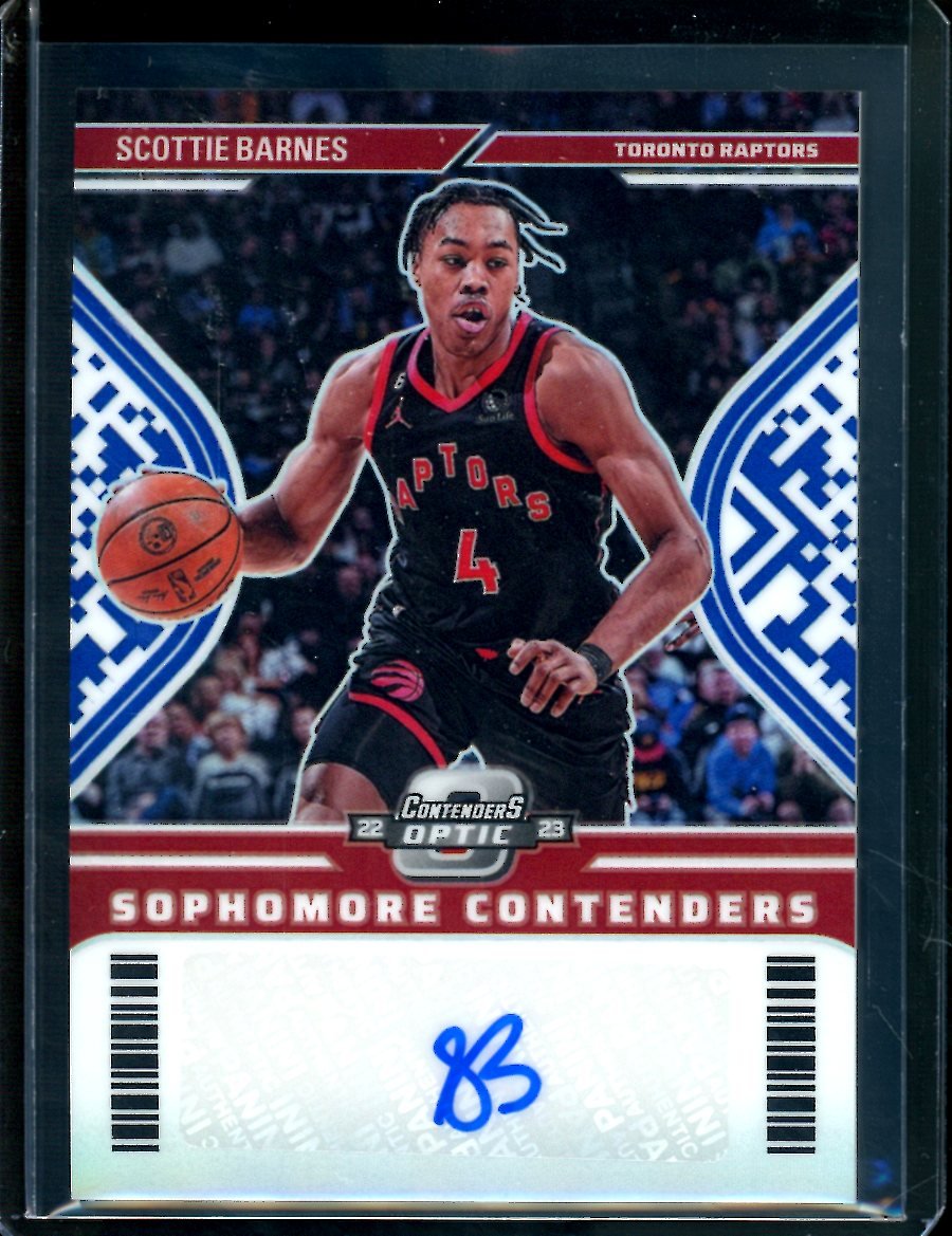 2022-23 Panini Contenders Optic Scottie Barnes Sophomore Contenders Auto Blue /49 Raptors