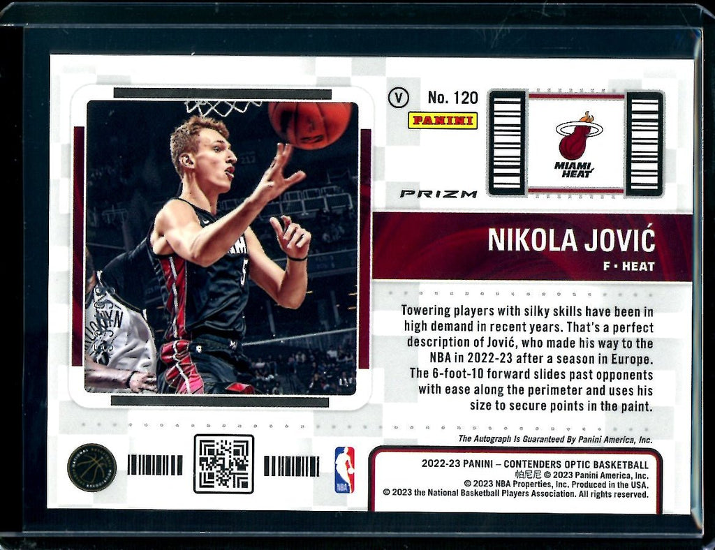 2022-23 Panini Contenders Optic Nikola Jovic Rookie Variation Ticket Auto Red /99 Heat