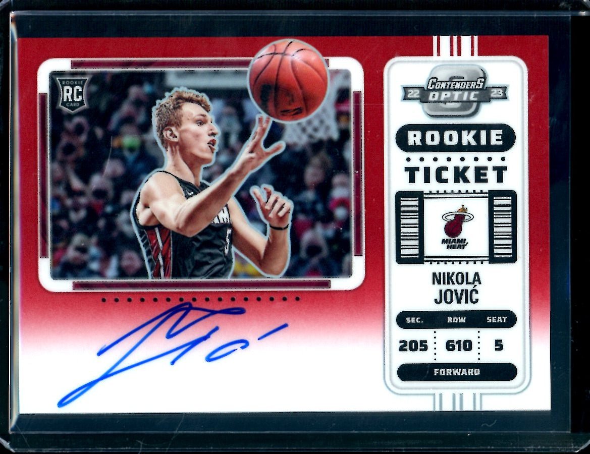 2022-23 Panini Contenders Optic Nikola Jovic Rookie Variation Ticket Auto Red /99 Heat