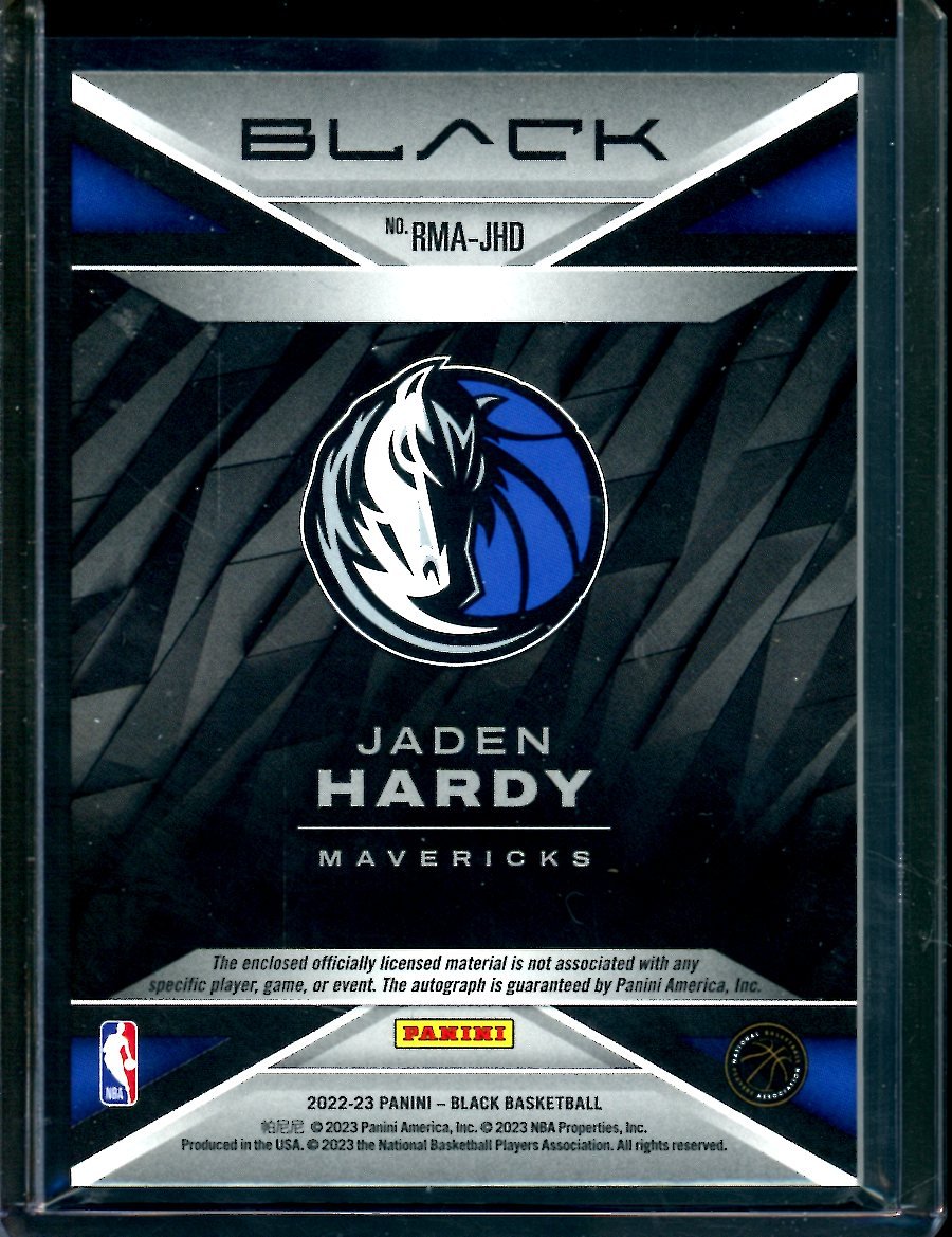 2022-23 Panini Black Jaden Hardy Rookie RPA Gold /10 Mavericks