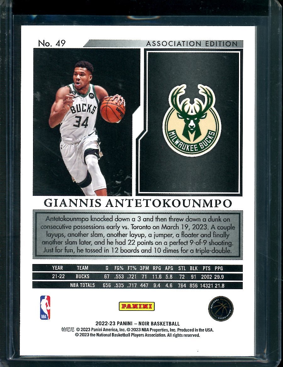 2022-23 Panini Noir Giannis Antetokounmpo /99 Bucks
