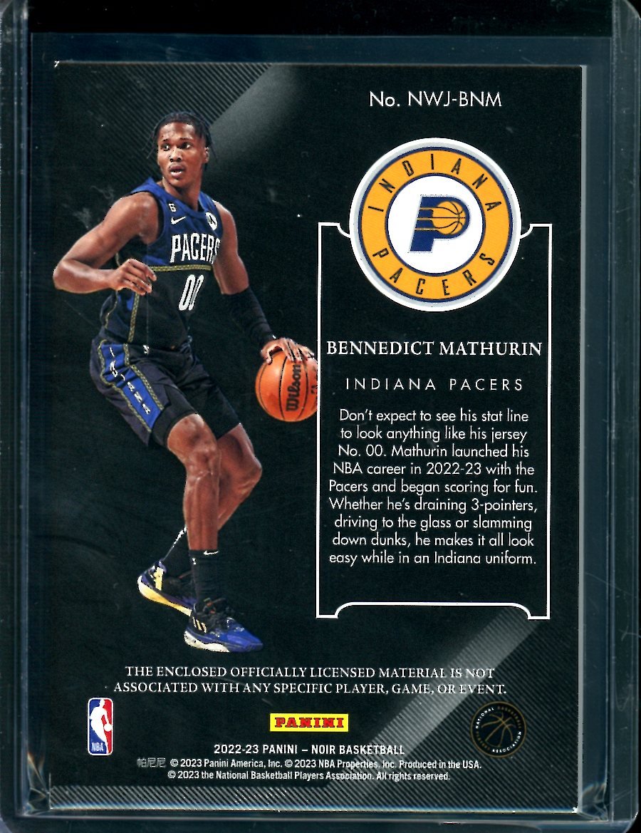 2022-23 Panini Noir Bennedict Mathurin Rookie New Wave Jerseys Patch /25 Pacers