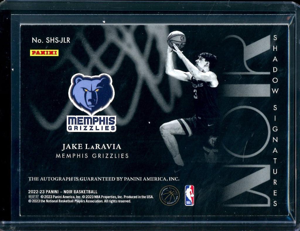 2022-23 Panini Noir Jake LaRavia Rookie Shadow Signatures Gold /25 Grizzlies