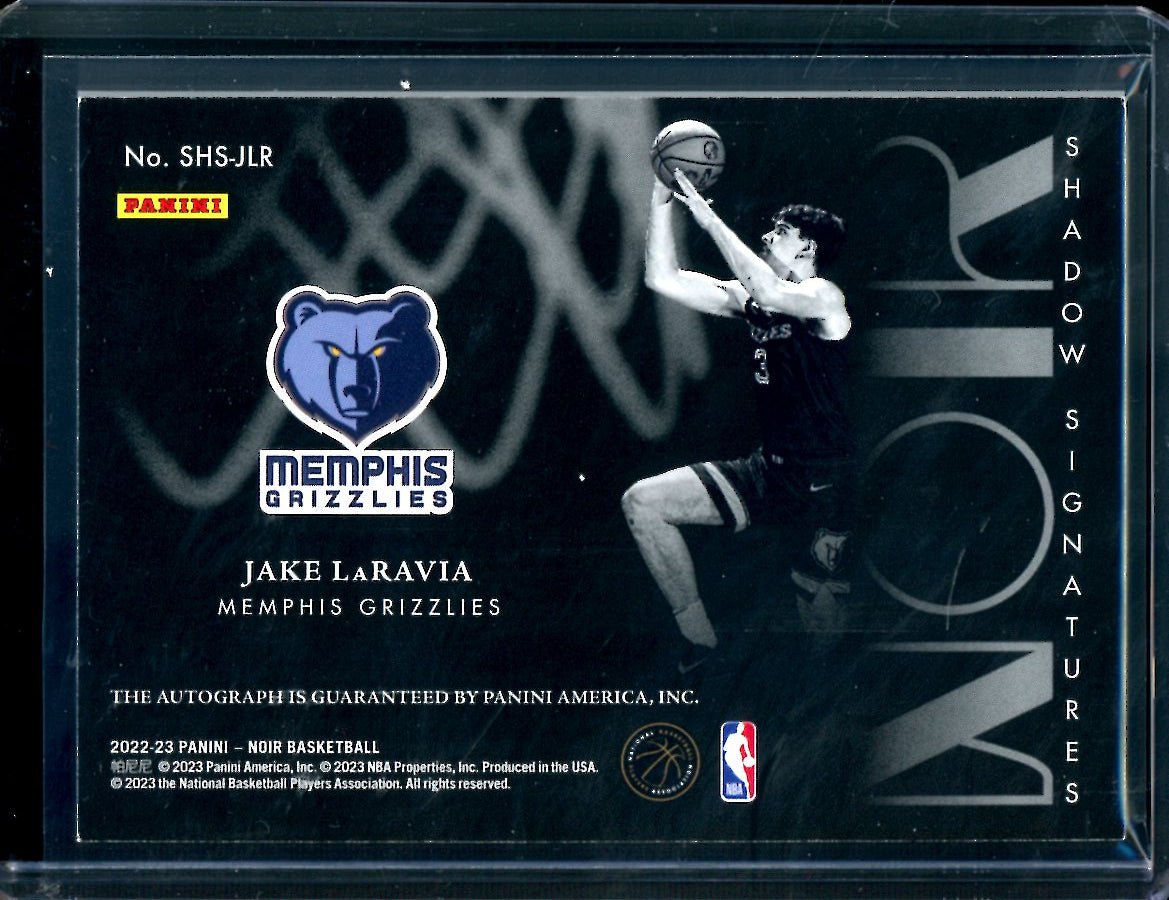 2022-23 Panini Noir Jake LaRavia Rookie Shadow Signatures Gold /25 Grizzlies