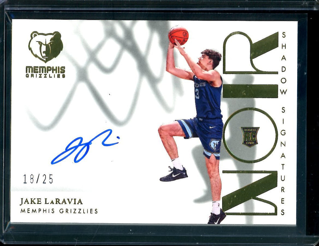 2022-23 Panini Noir Jake LaRavia Rookie Shadow Signatures Gold /25 Grizzlies