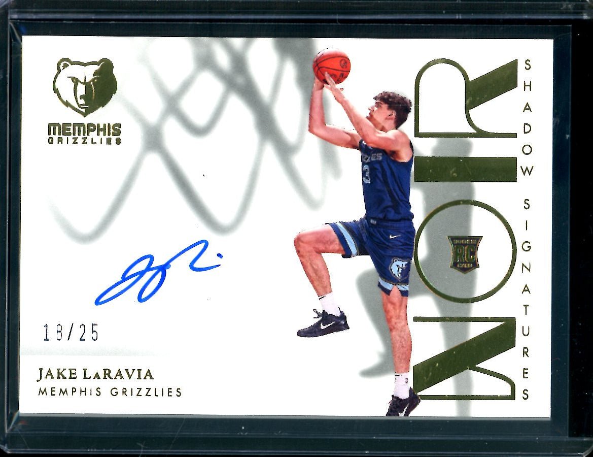 2022-23 Panini Noir Jake LaRavia Rookie Shadow Signatures Gold /25 Grizzlies